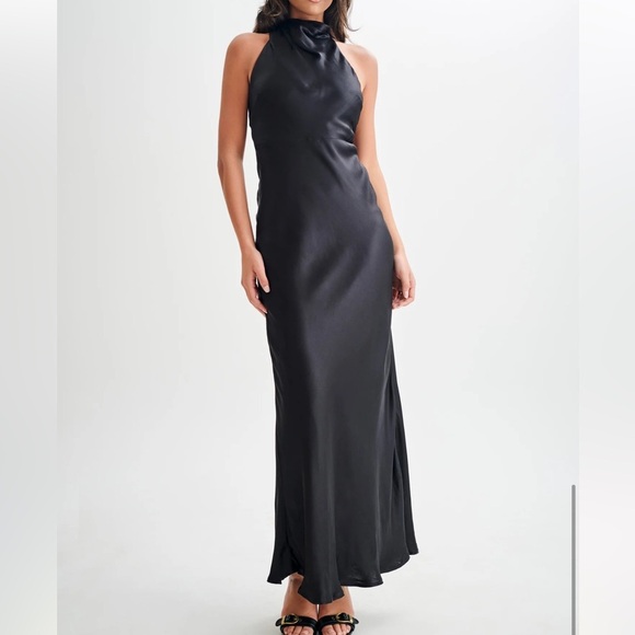 MESHKI new Claire Satin Drape Back Maxi Dress XL - Picture 2 of 15